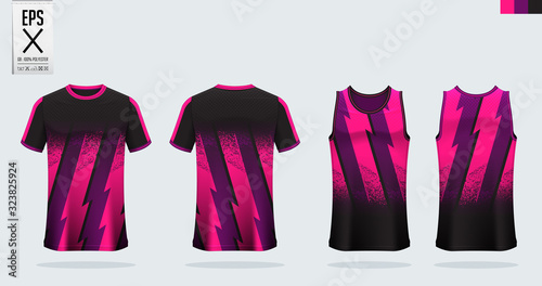 T-shirt sport mockup template design for soccer jersey, football kit. Tank top for basketball jersey and running singlet. Sport uniform in front view and back view.  Shirt Mockup Vector  Illustration.