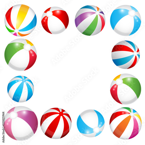 Beach ball collection on white background, vector illustration.