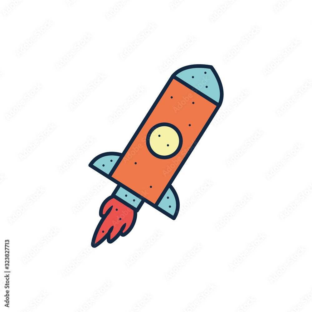 Isolated rocket line fill style icon vector design Isolated rocket line fill style icon vector design