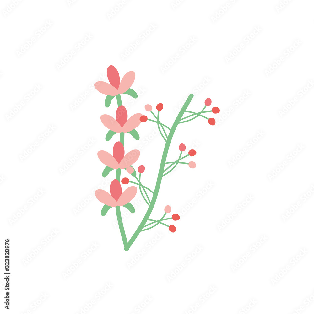 Isolated red and pink flower flat style icon vector design