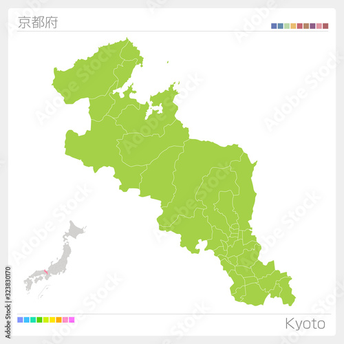 京都府の地図・Kyoto（市町村・区分け）