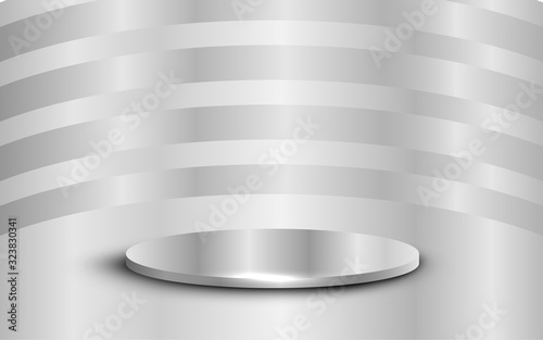 silver podium in the silver studio room	