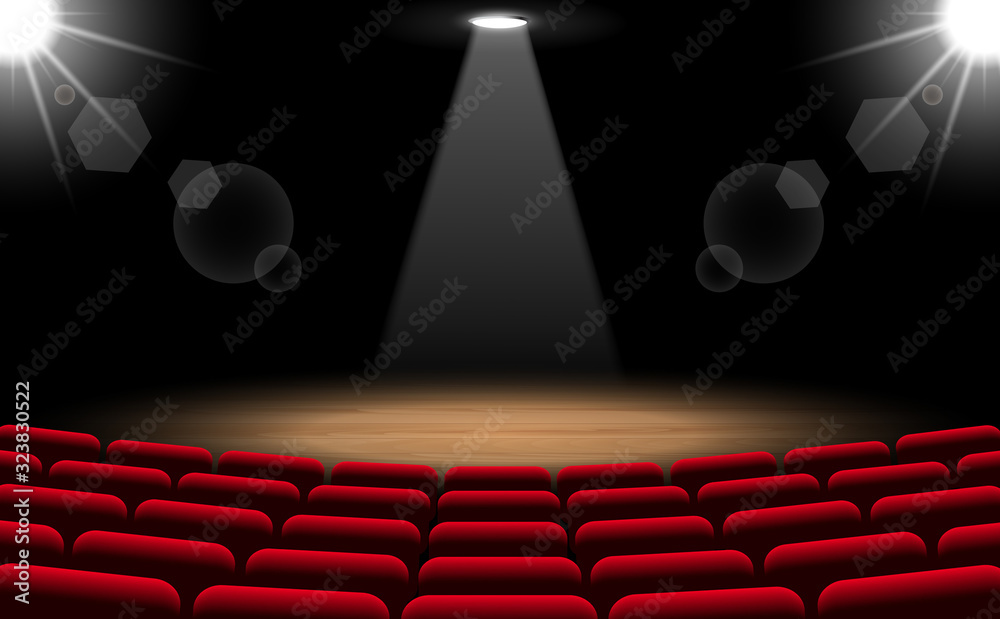 Obraz premium chairs and stage with spotlight in the hall 