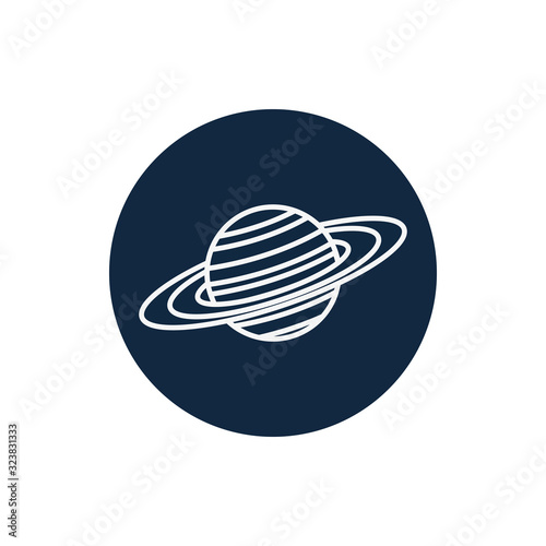 Isolated saturn line block style icon vector design