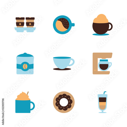 Isolated coffee flat style icon set vector design photo