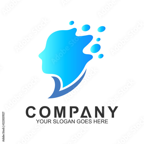 flat head logo design template