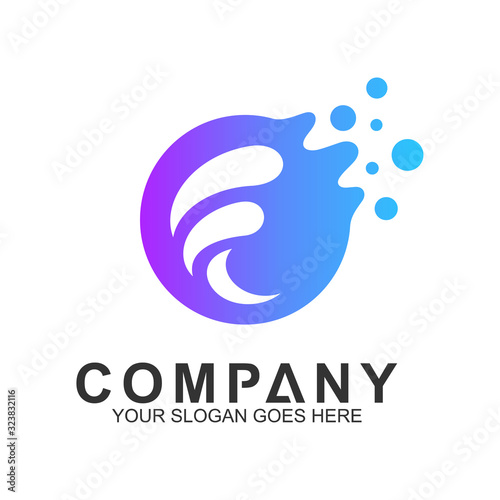 flat letter f logo design in circle shape