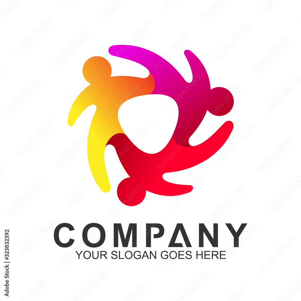 Fototapeta premium pictorial graphic logo design for family care,healthy people,happy kids,adoption child,foundation community and medical clinic