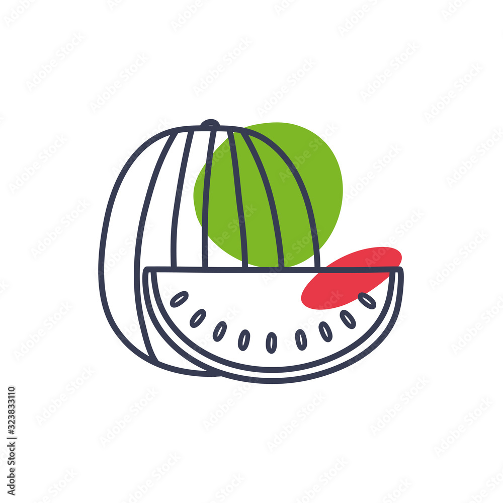 Fototapeta premium Isolated watermelon fruit line color style icon vector design