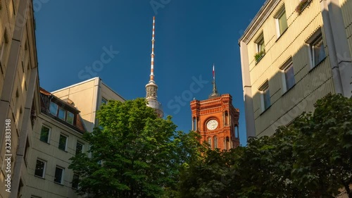Wallpaper Mural BERLIN, GERMANY - MAY,2019: Timelapse view of historical city centre of Berlin old famous buildings near the Spree river Torontodigital.ca