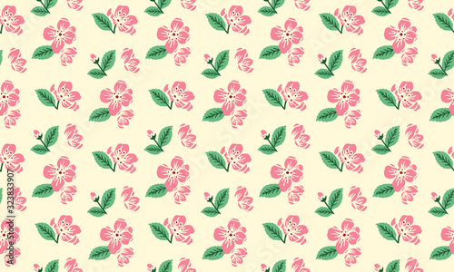 Wallpaper Mural Floral spring pattern background, with elegant of leaf and floral design. Torontodigital.ca