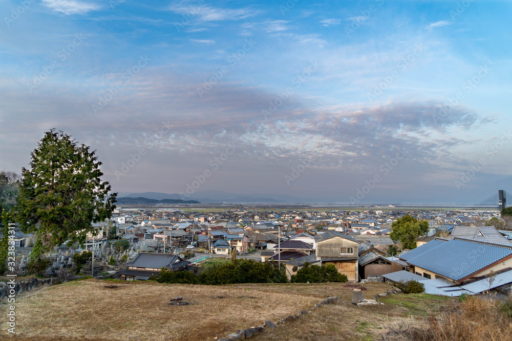 View of Hama area of Kashima city from hill in Saga prefecture,  JAPAN.
