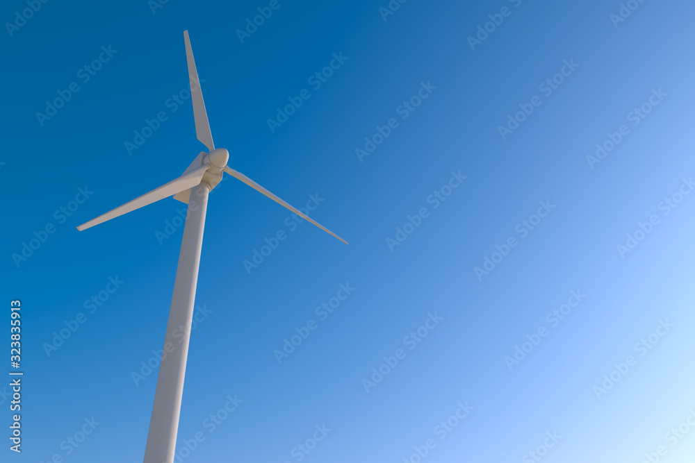 Storing electricity with wind turbines. Natural energy. 3D illustration Storing electricity with wind turbines. Natural energy. 3D illustration
