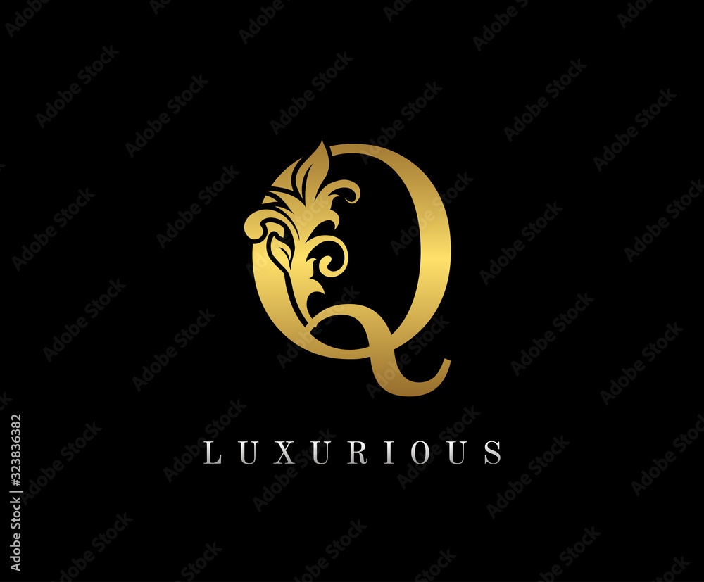 Elegant letter Q. Graceful royal style. Calligraphic beautiful logo. Vintage drawn emblem for book design, weeding card, brand name, business card, Restaurant, Boutique, Hotel. 