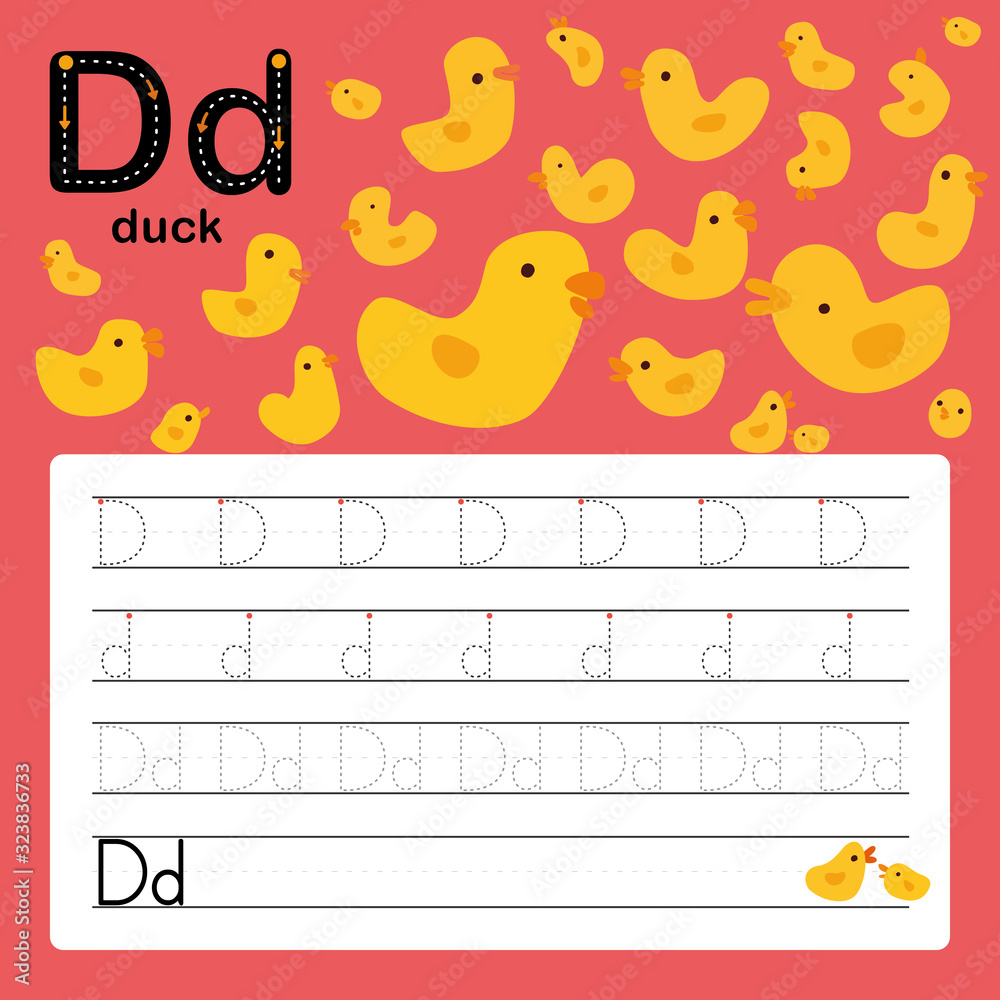 Alphabet tracing worksheet for preschool and kindergarten to Throughout Letter D Worksheet For Preschool