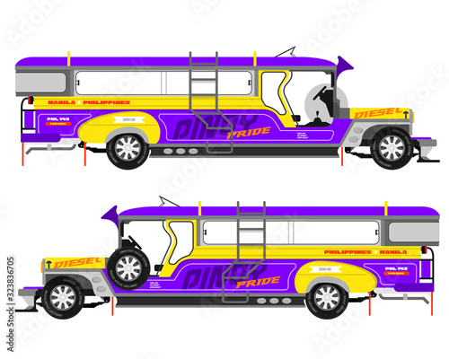 Philippines Jeepney icon vector set
