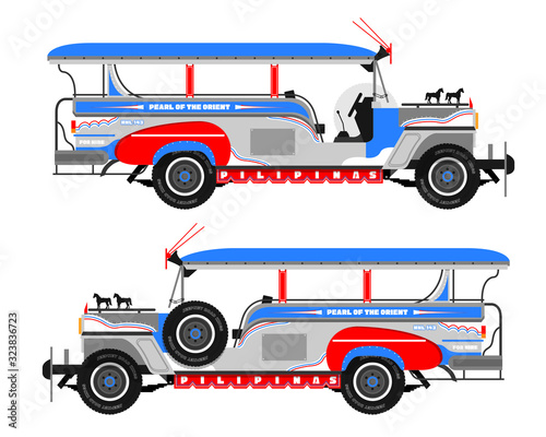 Philippines Jeepney icon vector set