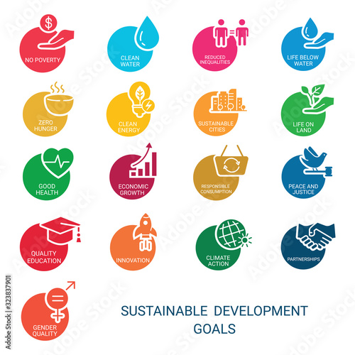 Icons Set .Sustainable Development Goals. 