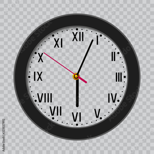 Black Clock on transparent background. Clock icon vector
