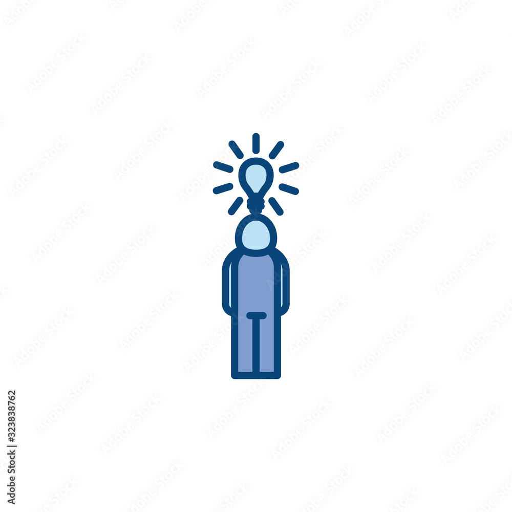 Isolated avatar and light bulb line and fill style icon vector design