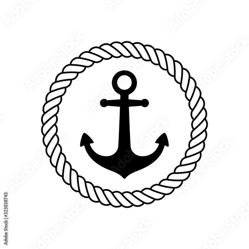 Anchor vector icon rope logo boat symbol pirate helm Nautical maritime simple illustration graphic doodle design