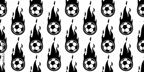 ball football soccer fire seamless pattern vector sport cartoon scarf isolated repeat wallpaper tile background illustration doodle design