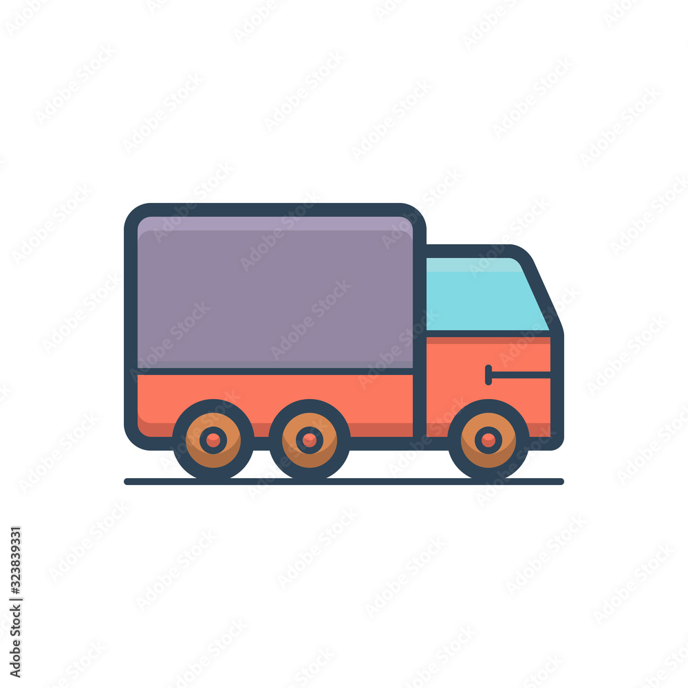 Color illustration icon for truck automobile 