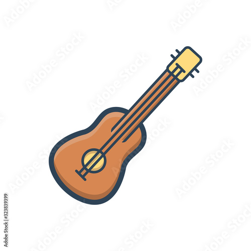 Color illustration icon for guitar acoustic