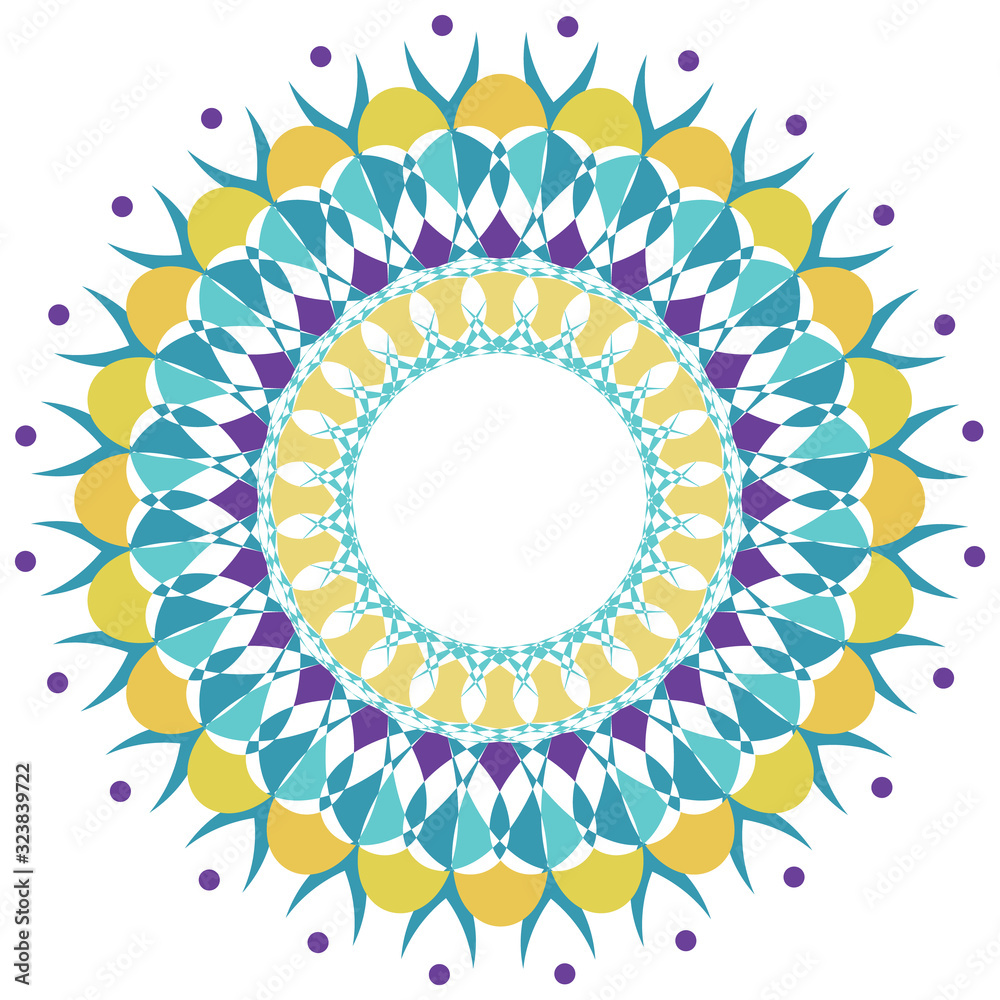 Mandala pattern design in blue and yellow Mandala pattern design in blue and yellow