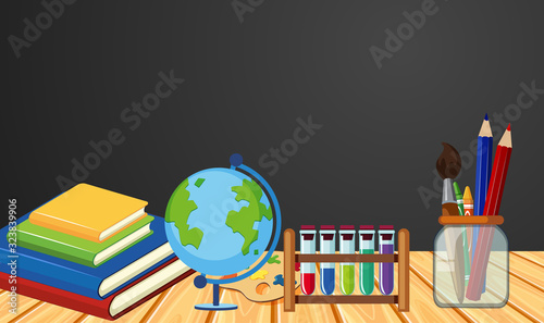 Banner template with books and stationeries on table © brgfx