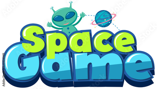 Sticker design with space theme on white background