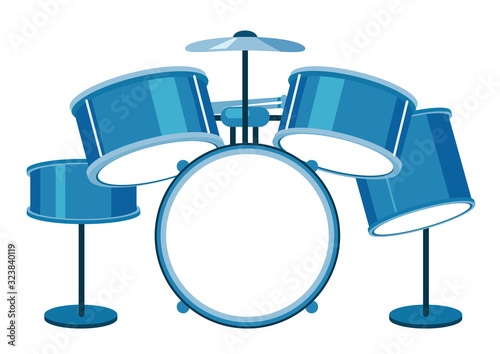 Isolated drumset in blue color