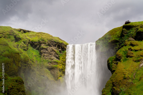 Dramatic scene of tourist popular Sk  gafoss waterfall  Iceland