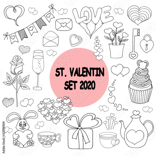 Vector on love theme. Beautiful abstract pattern with Valentine's day seamless pattern for decorative design. Logo element for wedding illustration. Vintage design. Greeting card.