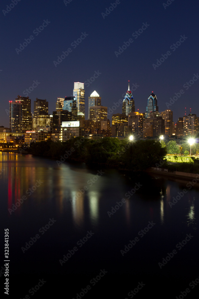 Skyline view of Philadelphia, Pennsylvania at night