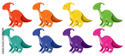 Set of parasaurolophus in eigh colors