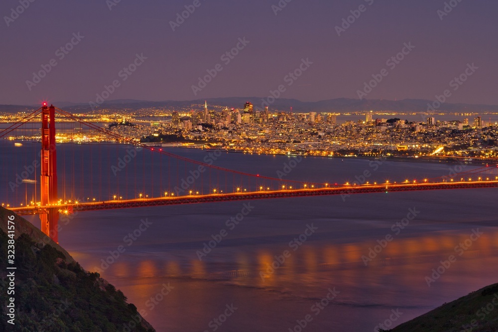Night View of Golden Gate Bridge San Francisco