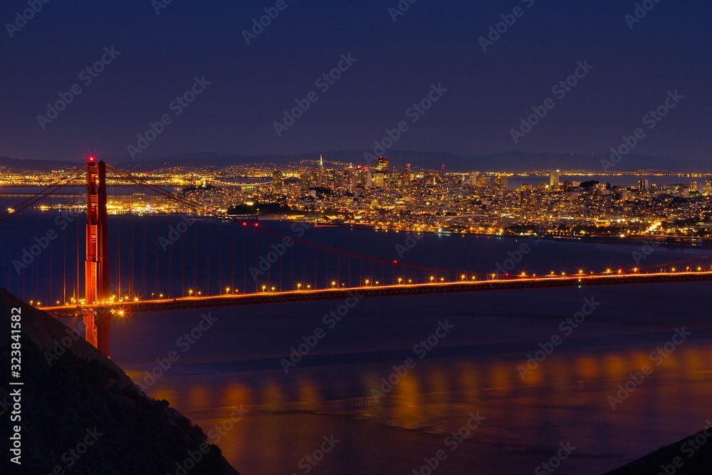 Night View of Golden Gate Bridge San Francisco
