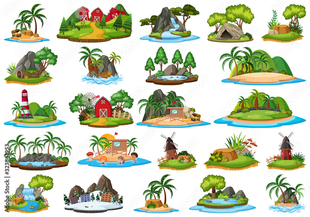Fototapeta Set of isolated objects theme - islands