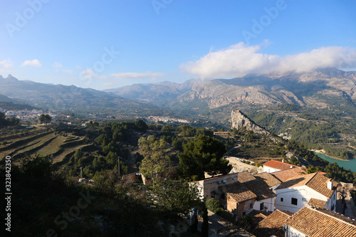 View to the village in the valley from Guadalest castle, Spain