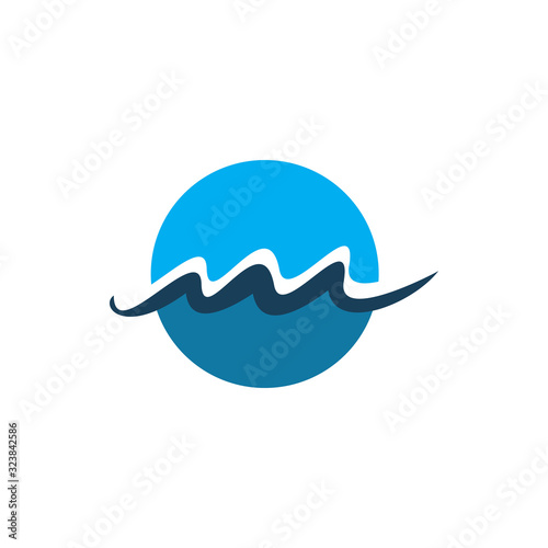 blue circle letter m wave logo design