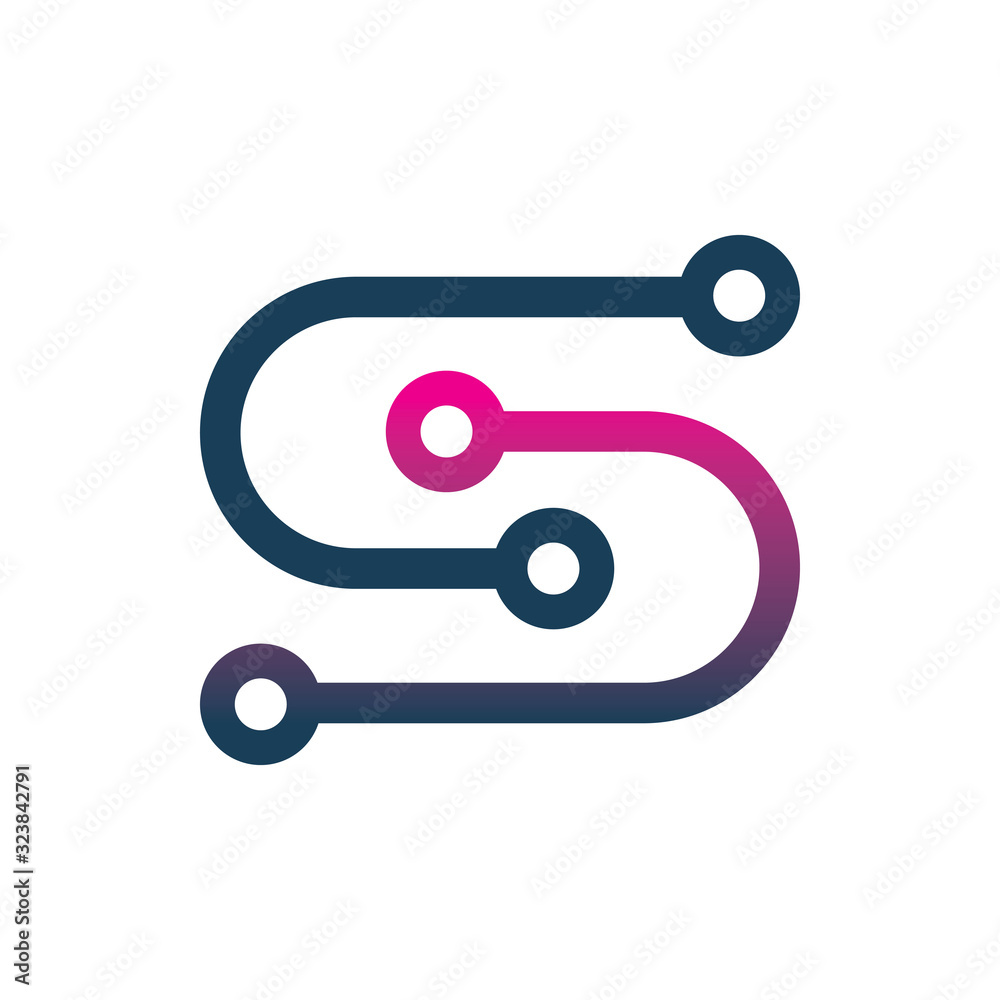 letter s network connect line dot logo design letter s network connect line dot logo design