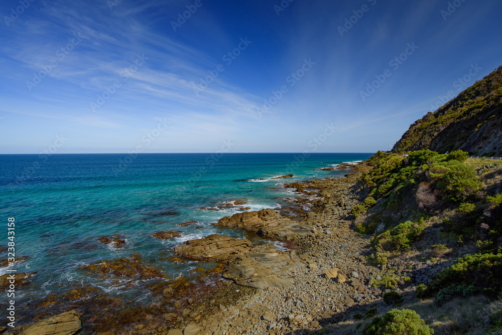The view of sea on Great Ocean Road, Victoria, Australia