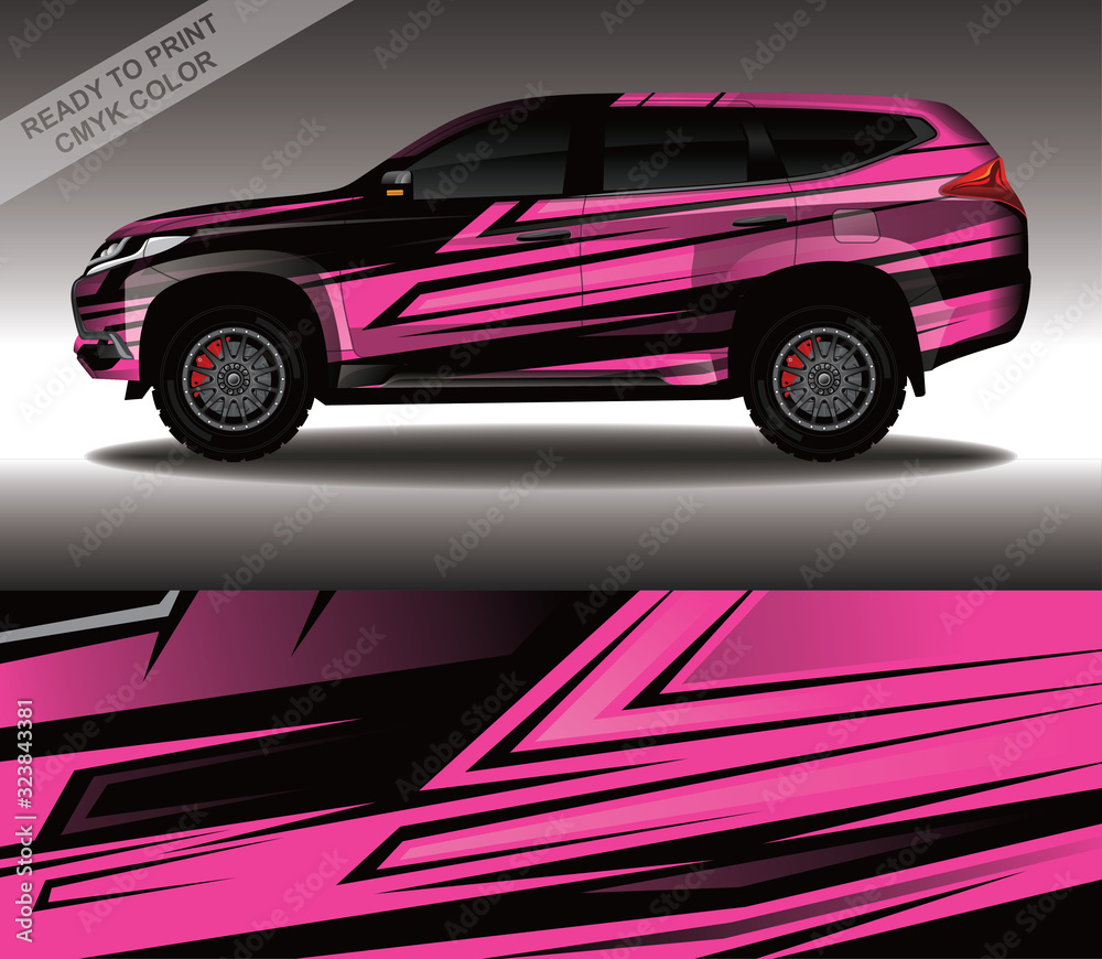 Car wrap decal design vector, custom livery race rally car vehicle sticker and tinting.