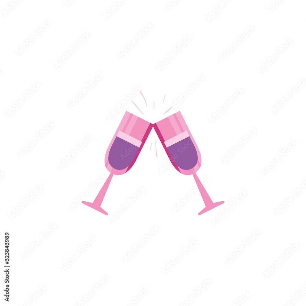 Isolated champagne cups fill style icon vector design Isolated champagne cups fill style icon vector design