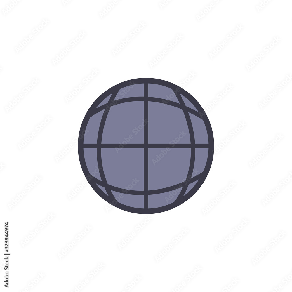 Isolated global sphere fill style icon vector design Isolated global sphere fill style icon vector design