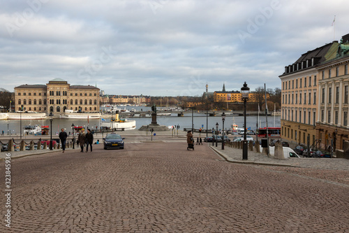 View of the Stockholm embankment from the side of the Stockholm Royal Palace © i_valentin