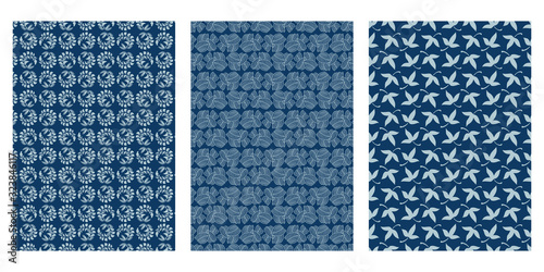 Japanese Leaf Tile Abstract Vector Background Collection