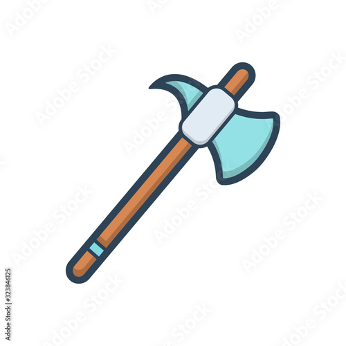 Color illustration icon for axe tomahawk 