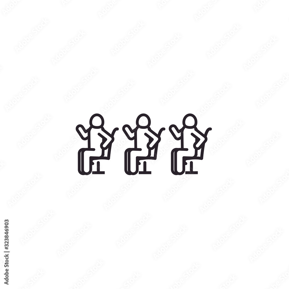 Isolated avatars seated line style icon vector design